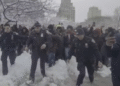 NYPD Responds To Park After Massive Snowball Fight Takes Place
