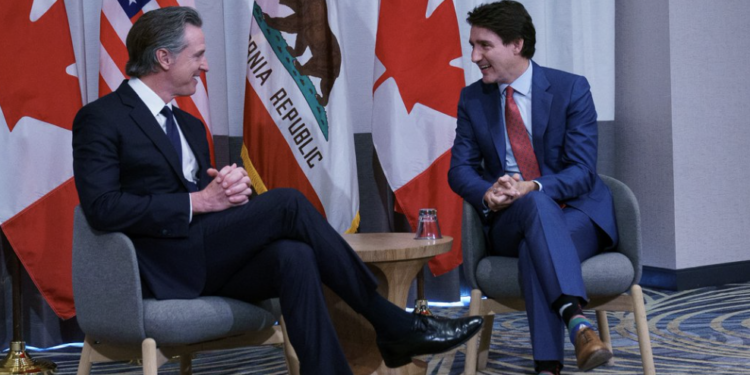 Newsom Talks With Trudeau At World Cup Event